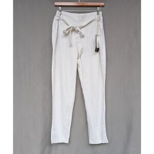 NWT Have LA Paper Bag Linen Blend Off-white Striped Pants, size L